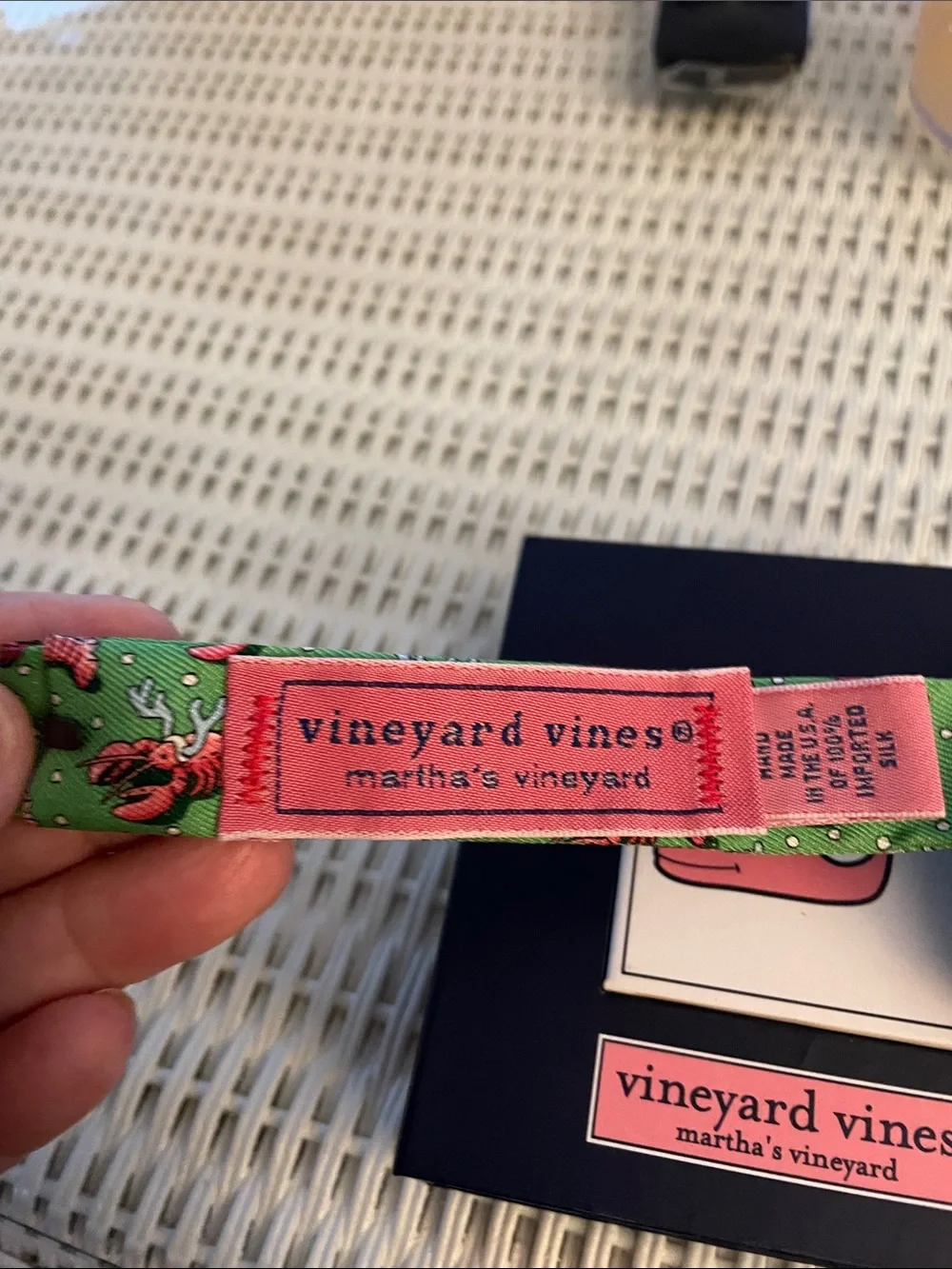 Vineyard Vines Green Lobster Print Kids Bow Tie
